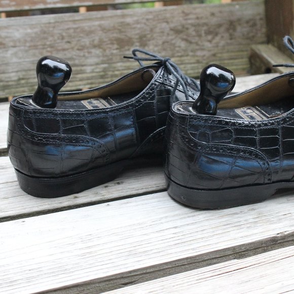 Vintage Cole Haan Black Genuine Alligator Cap Toe Oxford, Men's 7.5 M, EUC - Picture 7 of 13